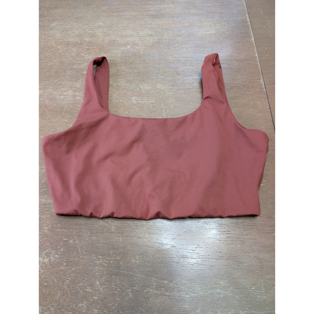 Madewell MWL Women Medium Terracotta Rust Square Neck Sports Bra Activewear Top